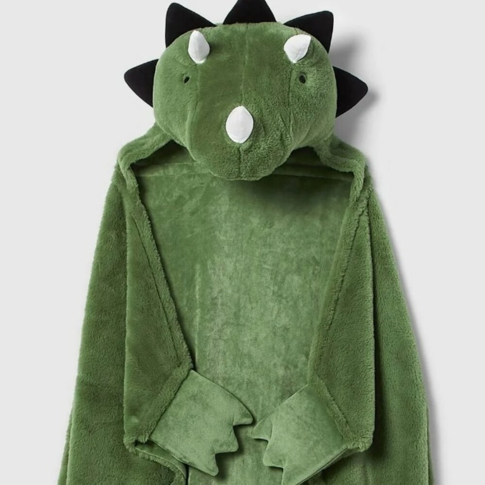 Dinosaur/Stegosaurus Kids' Olive Green Hooded Blanket*